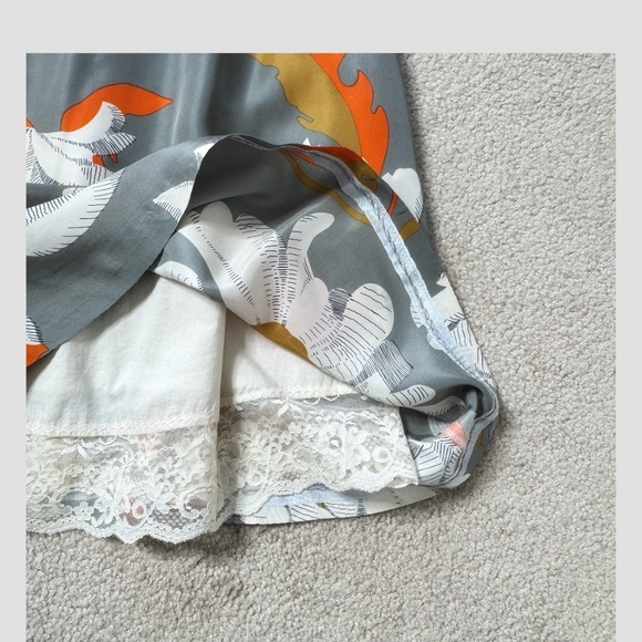 Anthropologie Moulinette Soeurs Silk Dress Empire Waist Grey Orange A-Line Fit 6 - Picture 10 of 16